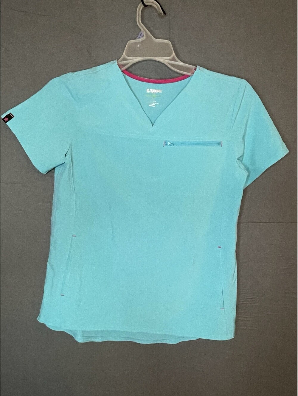 Scrubstar Premium Women's XS Teal Blue V-Neck Scrub Top Ethical Fabric Zipper